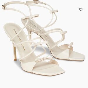 Stuart Weitzman Tully 100Mm Lacquered Leather Sandals - Seashell